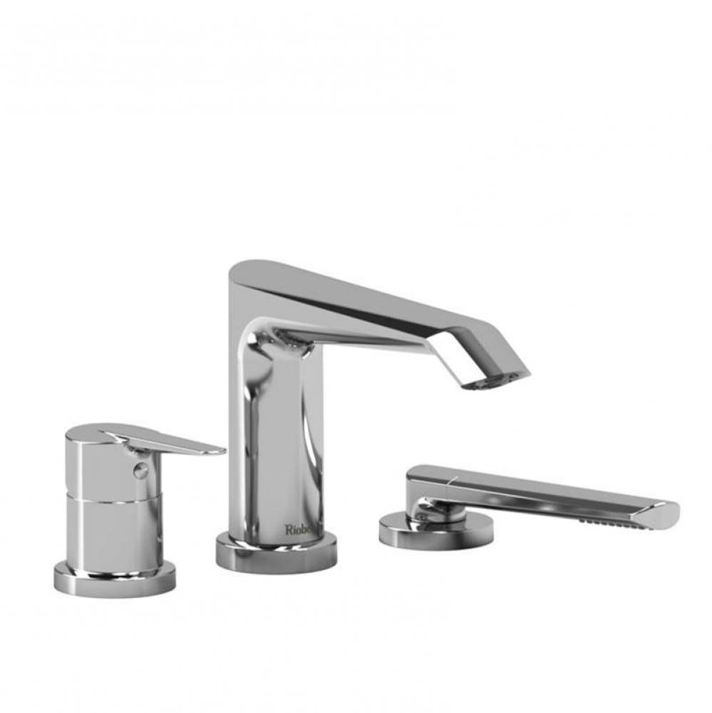 3-piece deck-mount tub filler with hand shower trim