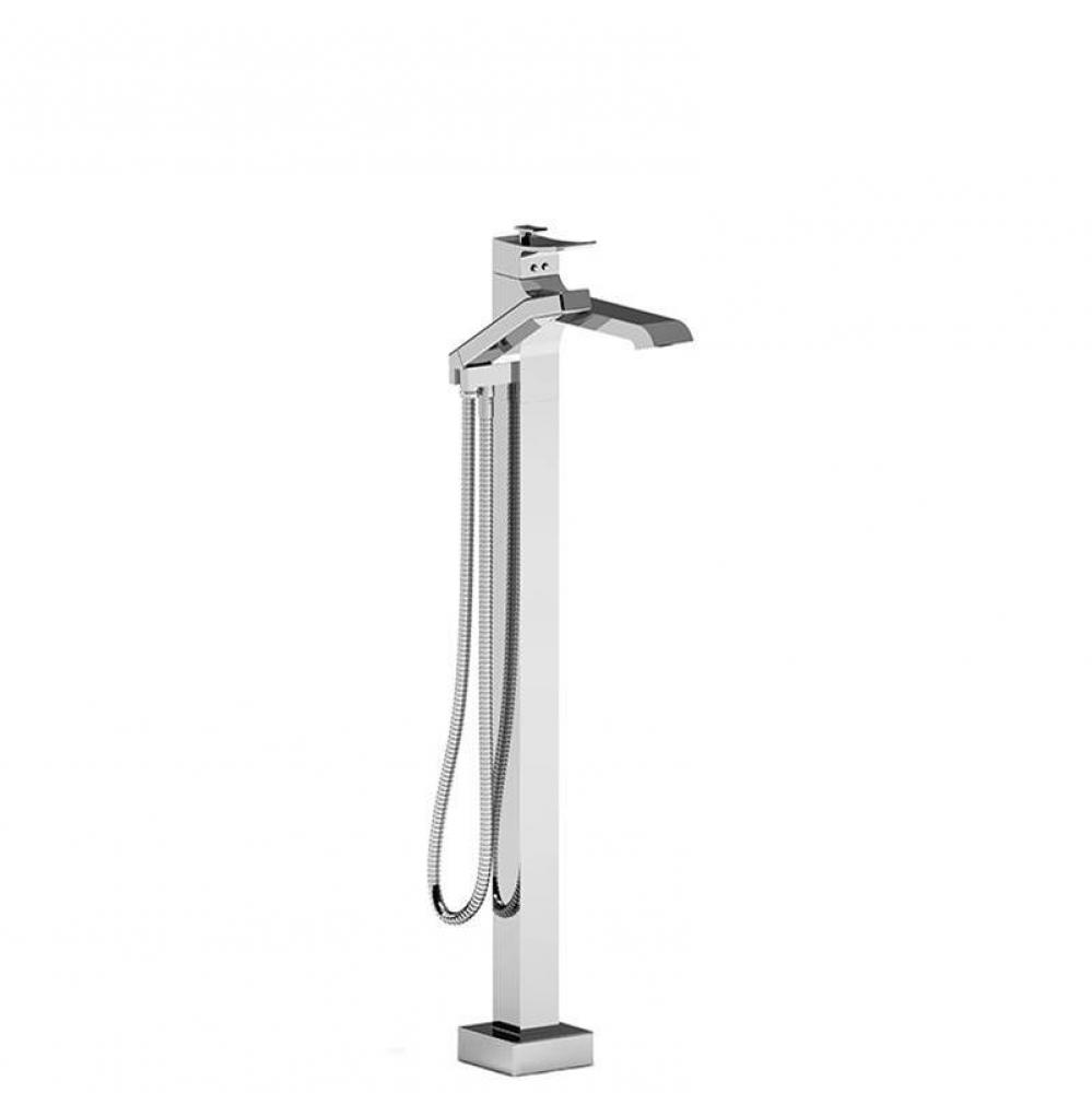 2-way Type T (thermostatic) coaxial floor-mount tub filler with hand shower trim