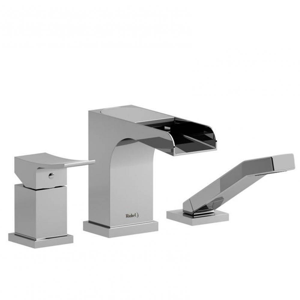 3-piece Type P (pressure balance) deck-mount tub filler open spout with hand shower