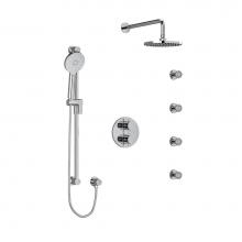 Riobel Canada KIT446RUTM+C-6 - Type T/P (thermostatic/pressure balance) double coaxial system with hand shower rail, 4 body jets