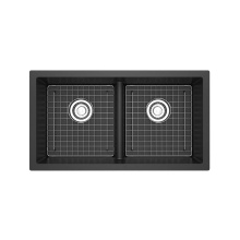 Riobel Canada FAUM3318LDBK - Fonsa™ 33'' Double Bowl Undermount Quartz Kitchen Sink