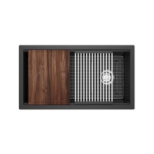 Riobel Canada FAUM3318WSBK - Fonsa™ 33'' Quartz Chef/Workstation Sink With Accessories