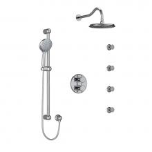 Riobel Canada KIT446RT+C-6 - Type T/P (thermostatic/pressure balance) double coaxial system with hand shower rail, 4 body jets