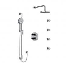 Riobel Canada KIT446PBC-6 - Type T/P (thermostatic/pressure balance) double coaxial system with hand shower rail, 4 body jets