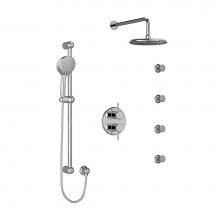 Riobel Canada KIT446GNC - Type T/P (thermostatic/pressure balance) double coaxial system with hand shower rail, 4 body jets