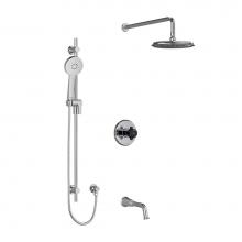 Riobel Canada KIT1345MMRDXCBK - Type T/P (thermostatic/pressure balance) 1/2'' coaxial 3-way system with hand shower rai