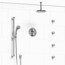 Riobel Canada KIT#446GNC-6 - Type T/P (thermostatic/pressure balance) double coaxial system with hand shower rail, 4 body jets