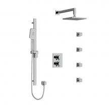 Riobel Canada KIT446PXTQC - Type T/P (thermostatic/pressure balance) double coaxial system with hand shower rail, 4 body jets