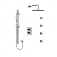 Riobel Canada KIT446PFTQC - Type T/P (Thermostatic/Pressure Balance) Double Coaxial System With Hand Shower Rail, 4 Body Jets