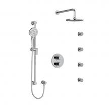 Riobel Canada KIT446SYTMC-6 - Type T/P (thermostatic/pressure balance) double coaxial system with hand shower rail, 4 body jets