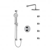 Riobel Canada KIT446EDTMC - Type T/P (thermostatic/pressure balance) double coaxial system with hand shower rail, 4 body jets