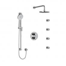 Riobel Canada KIT446RUTMKNC - Type T/P (Thermostatic/Pressure Balance) Double Coaxial System With Hand Shower Rail, 4 Body Jets