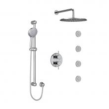 Riobel Canada KIT483GNC-6 - Type T/P 3/4'' double coaxial system with hand shower rail, 4 body jets and shower head