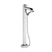 Riobel Canada ZOOP37C-SPEX - Floor-mount Type T/P (thermo/pressure balance) coaxial open spout tub filler w/ hand shower