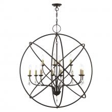 Livex Lighting 40909-07 - 12 Light Bronze with Antique Brass Finish Candles Grande Foyer Chandelier