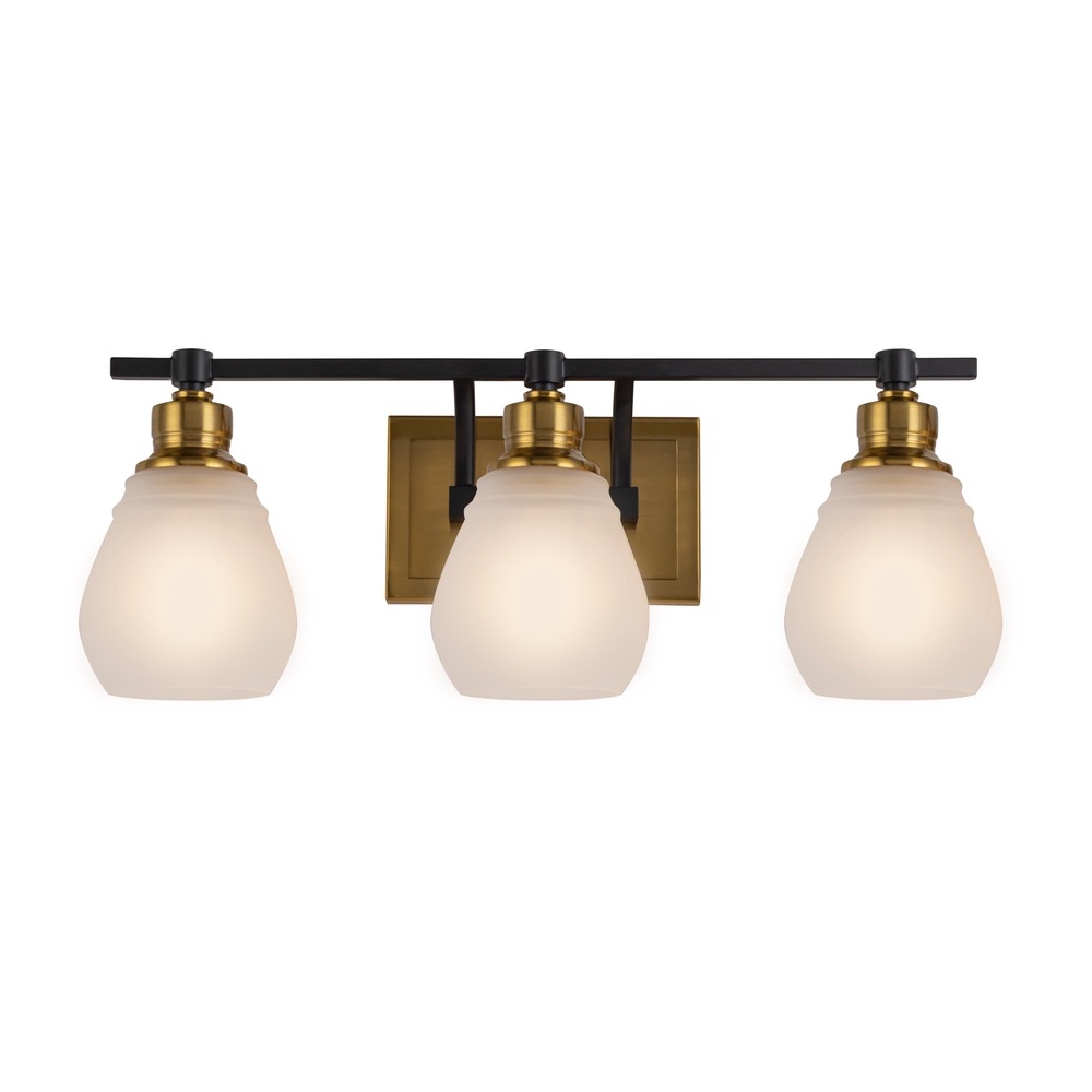 Nelson Collection 3-Light Bathroom Brass & Black