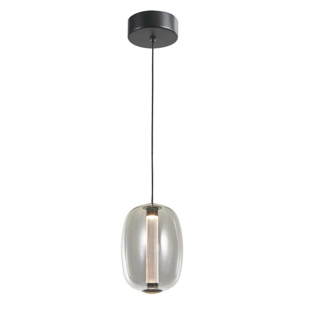 Vega Integrated LED Pendant, Black with Dark Smoke Glassware