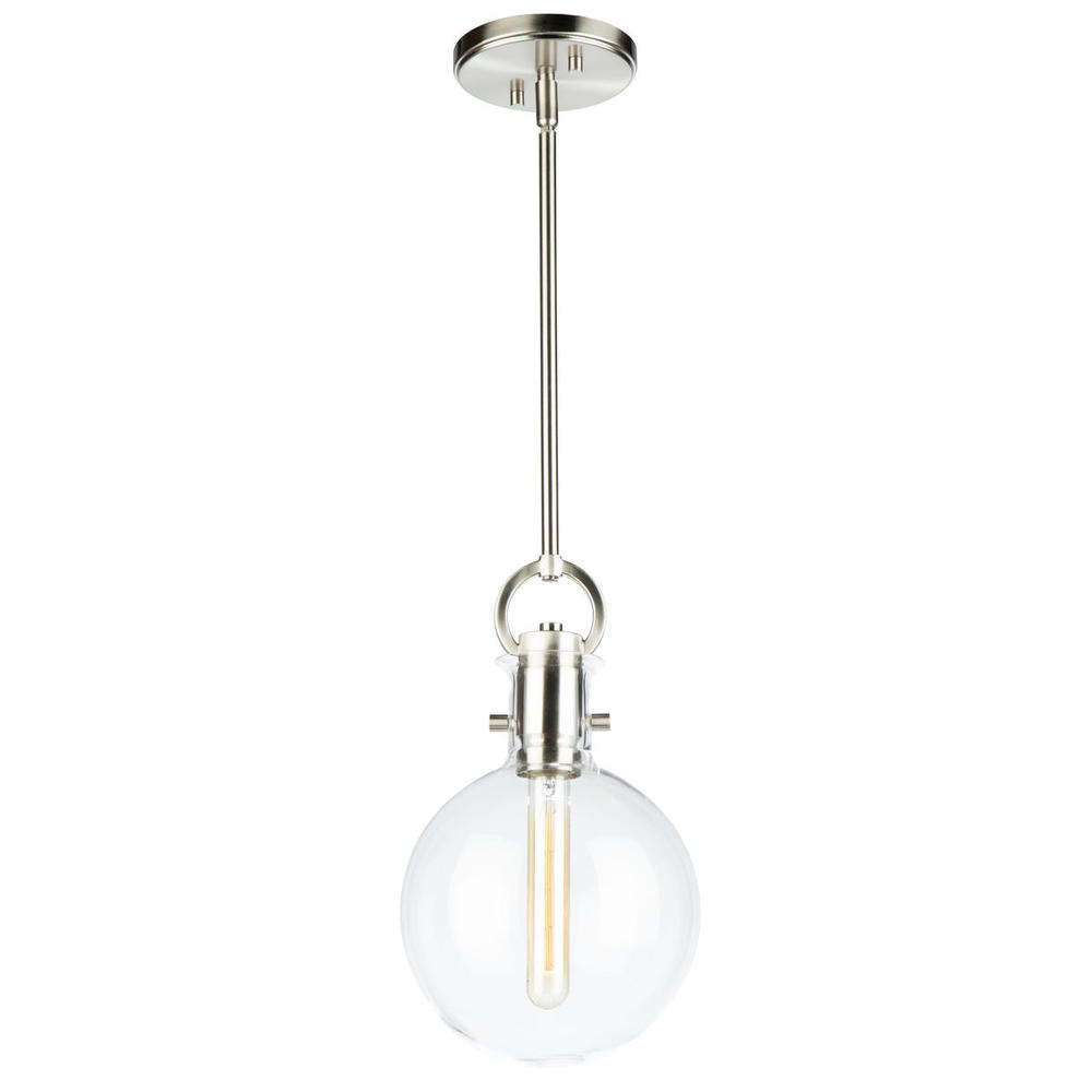 Single Round Glass Pendant (Satin Nickel)