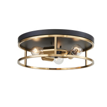 Avista Lighting Inc F2203BKGD - Easton Flush Mount Round 3-Light Black & Gold