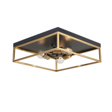 Avista Lighting Inc F2303BKGD - Easton Flush Mount Square 3-Light Black & Gold