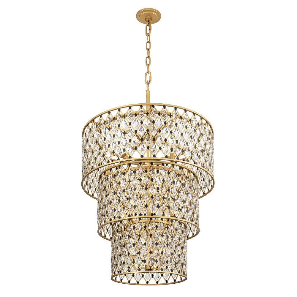 Windsor 13-Lt 3-Tier Crystal Chandelier - French Gold/Matte Black