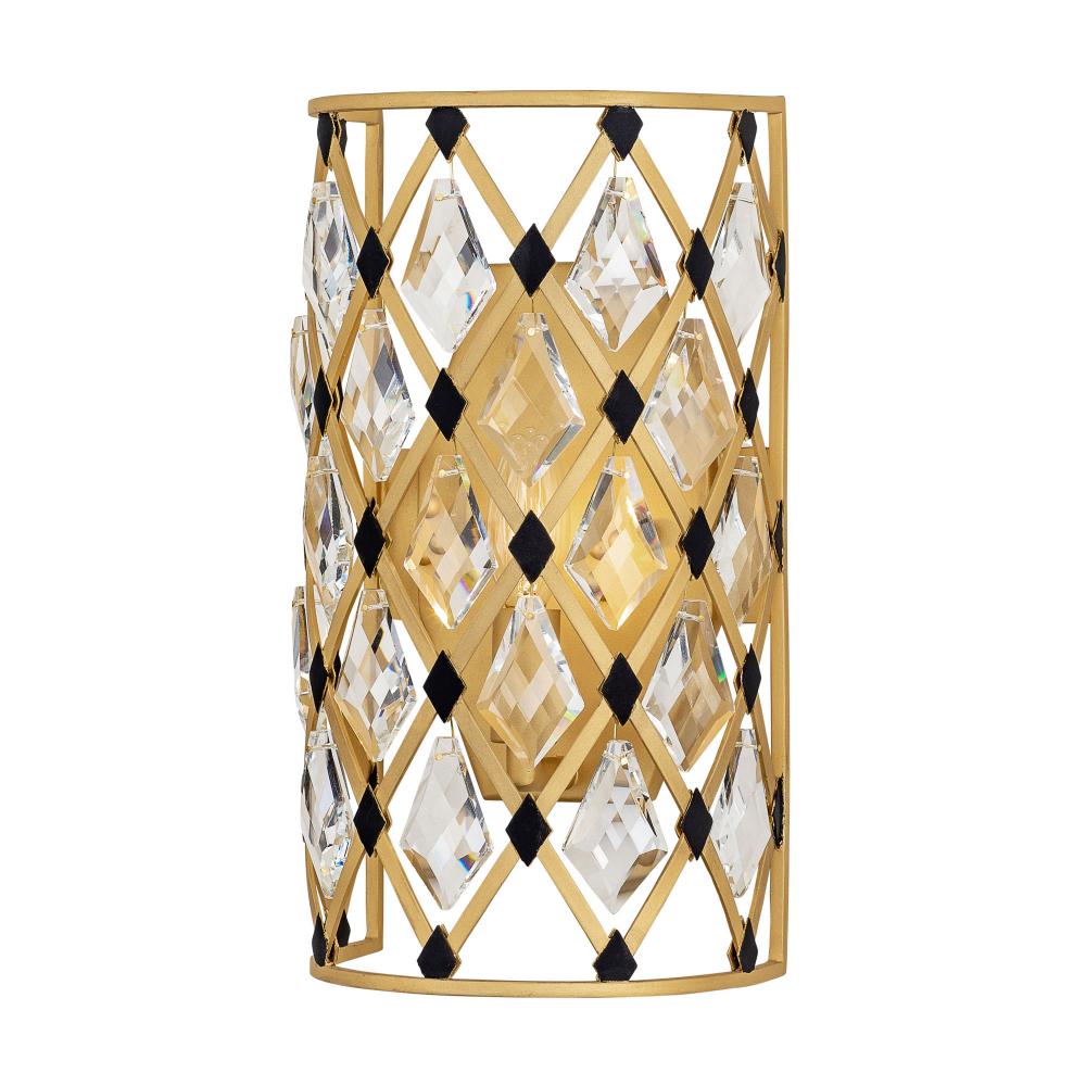 Windsor 1-Lt Crystal Sconce - French Gold/Matte Black