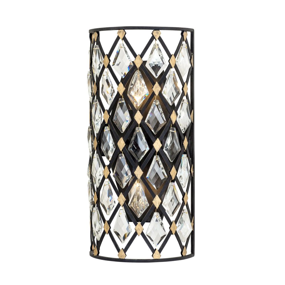 Windsor 2-Lt Crystal Sconce - Carbon/Havana Gold