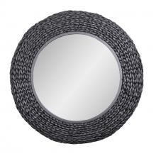 Varaluz 457MI30MBB - Athena 30-in Round Wall Mirror - Matte Black/Black Seagrass