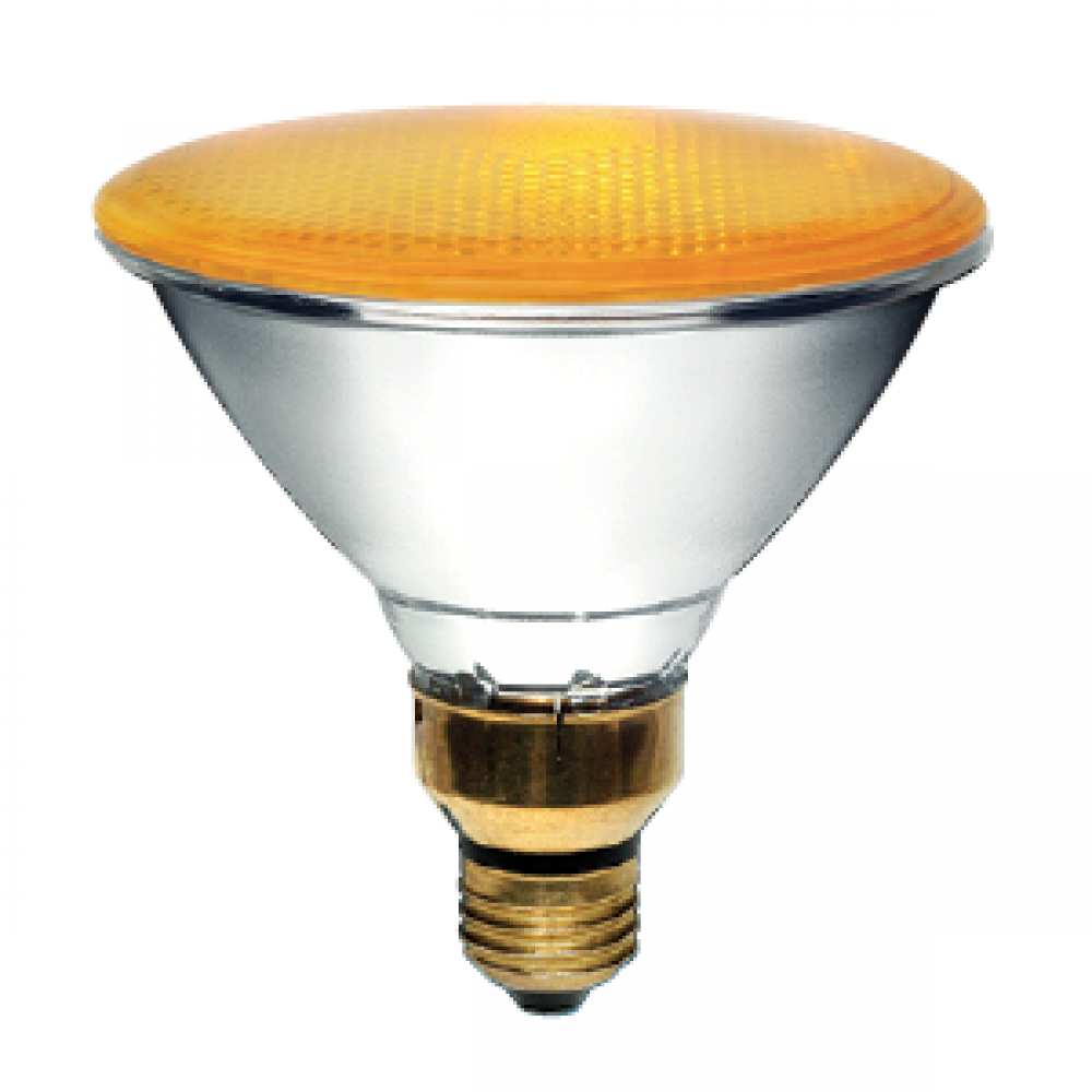 HALOGEN PAR38 90W 130V E26skt. 30DEG FLOOD YELLOW LENS STD