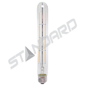 LED Filament Lamp T10 E26 Base 6W 120V 27K Clear Vertical Dim Standard