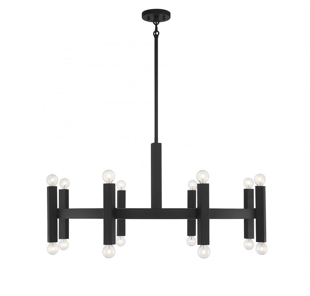 16-Light Chandelier in Matte Black