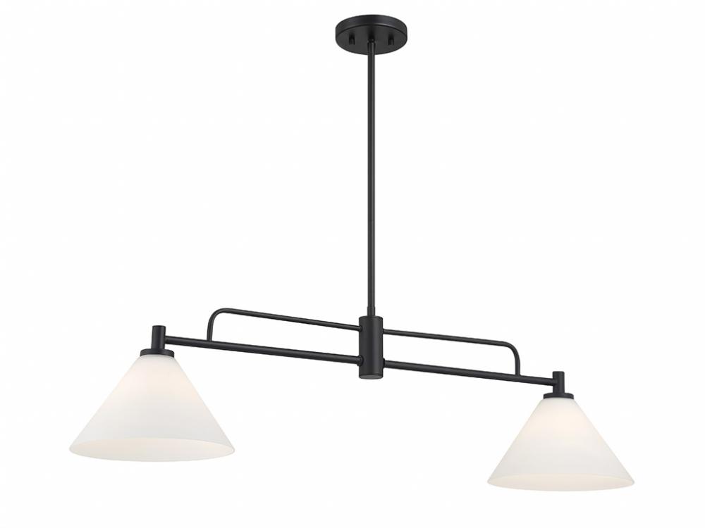 2-Light Linear Chandelier in Matte Black