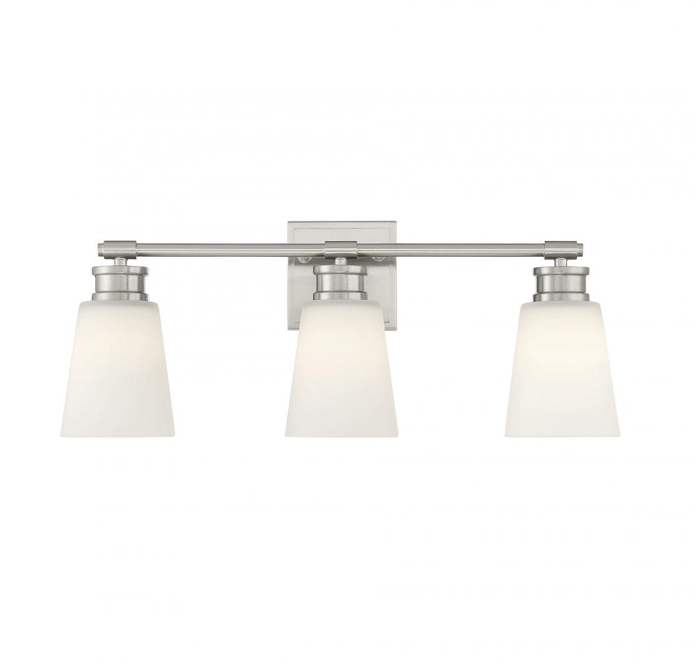 3-Light Bathroom Vanity Light in Brushed Nickel