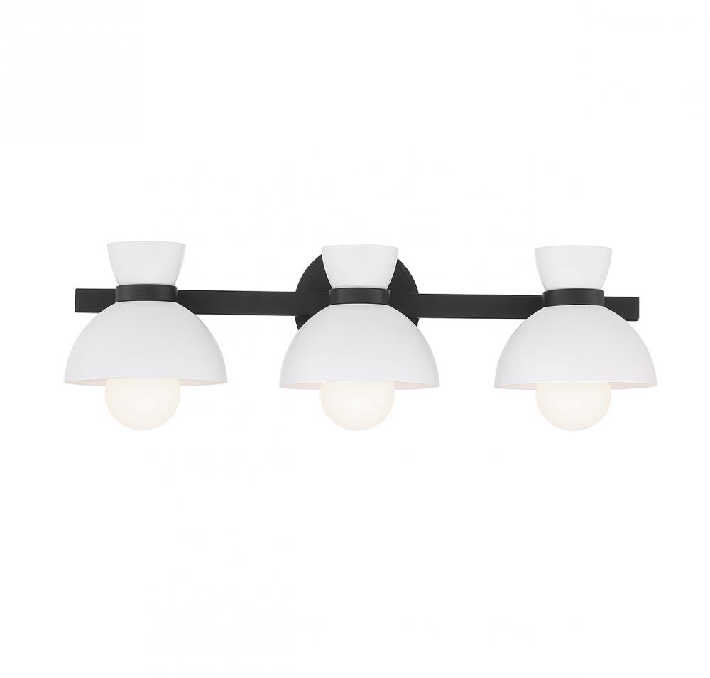 3-Light Bathroom Vanity Light in Matte Black