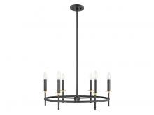 Savoy House Meridian CA M100140MBKNB - 6-Light Chandelier in Matte Black and Natural Brass