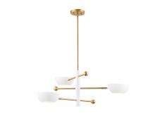 Savoy House Meridian CA M100143WHNB - 3-Light Chandelier in White and Natural Brass