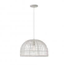 Savoy House Meridian CA M70105WR - 1-Light Pendant in White Rattan with A White SocketÂ 