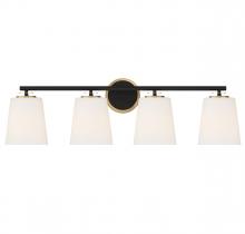 Savoy House Meridian CA M80079MBKNB - 4-Light Bathroom Vanity Light in Matte Black and Natural Brass