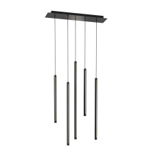 Dals CA PDLED120-5SQ-BK - 5 Light Square CCT LED Duo-Light Cylinder Pendant Cluster