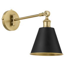 Quorum 5320-1-5980 - BAILEY 1 LIGHT WALL LAMP - MATTE BLACK/AGED BRASS