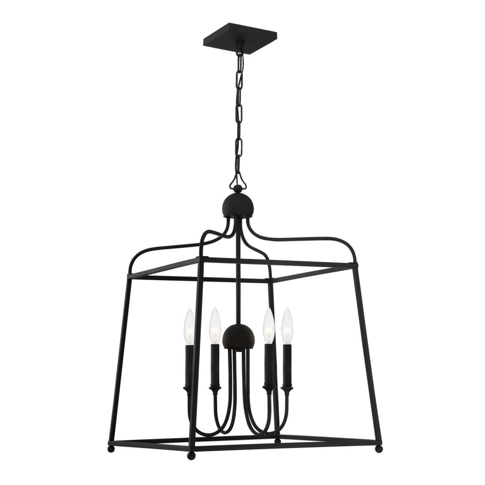 Libby Langdon Sylvan 4 Light Black Forged Lantern Chandelier