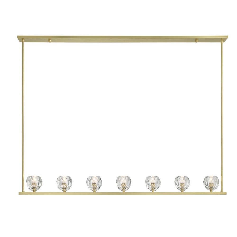 Aragon 7 Light LED Soft Brass Linear Chandelier