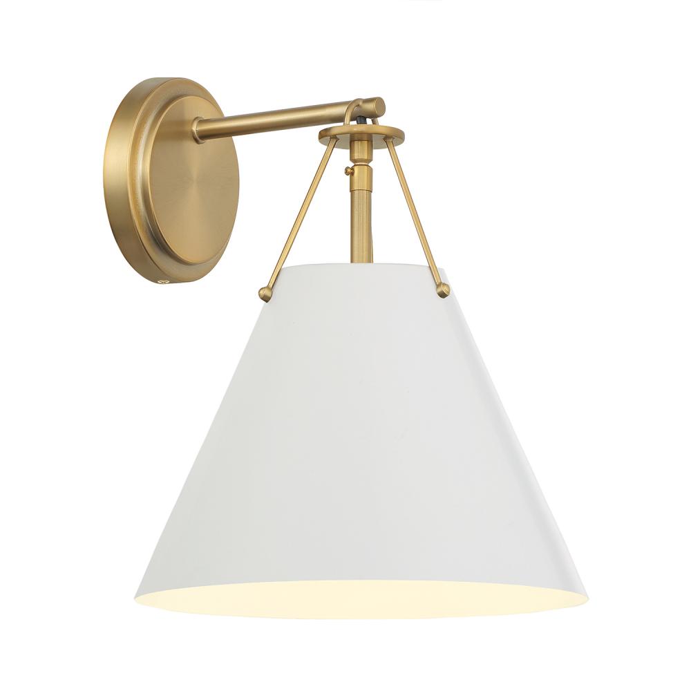 Xavier 1 Light Vibrant Gold + White Sconce