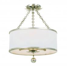  513-SA_CEILING - Broche 3 Light Antique Silver Semi Flush Mount