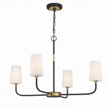 Crystorama NIL-70015-BF-MG - Niles 4 Light Black Forged + Modern Gold Chandelier