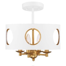 Crystorama ODE-700-MT-GA_CEILING - Odelle 4 Light Matte White + Antique Gold Ceiling Mount