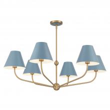 Crystorama XAV-B9316-VG-BL - Xavier 6 Light Vibrant Gold + Blue Chandelier