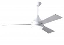 Matthews Fan Company DA-WH-BS - Donaire-Three Blade Paddle Fan-Integrated LED-Gloss White Finish-Brushed Stainless Tone Blades