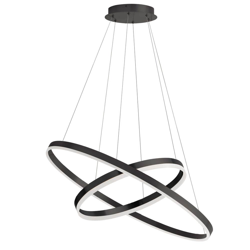 97W Chandelier, Matte Black w/ White Acrylic Diffuser