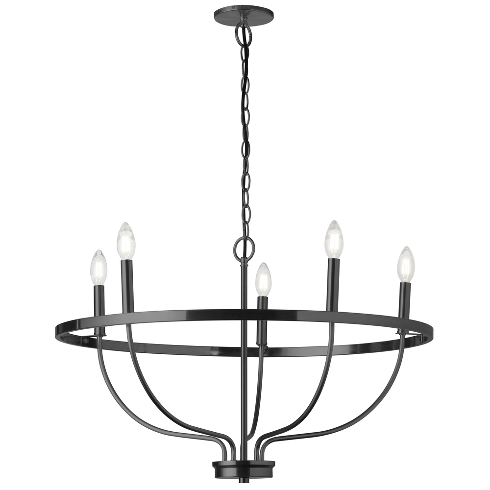 5 Light Incandescent Matte Black Chandelier